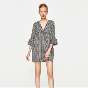 Zara Gingham Babydoll Romper Dress